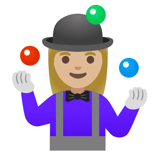 The woman juggling: medium-light skin tone emoji.
