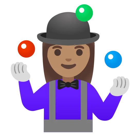 The woman juggling: medium skin tone emoji.