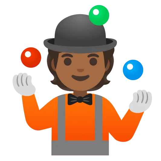 The person juggling: medium-dark skin tone emoji.