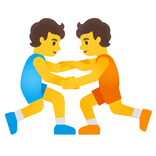 The people wrestling emoji.