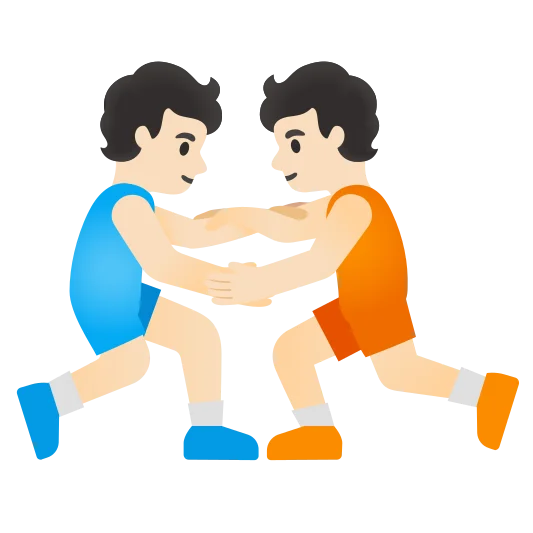 The people wrestling: light skin tone emoji.