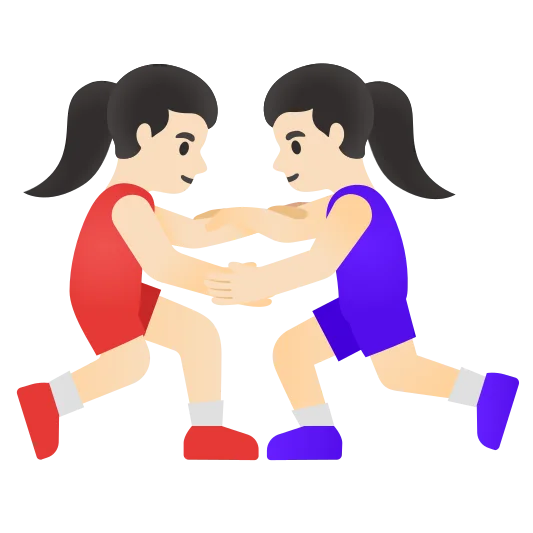 The women wrestling: light skin tone emoji.
