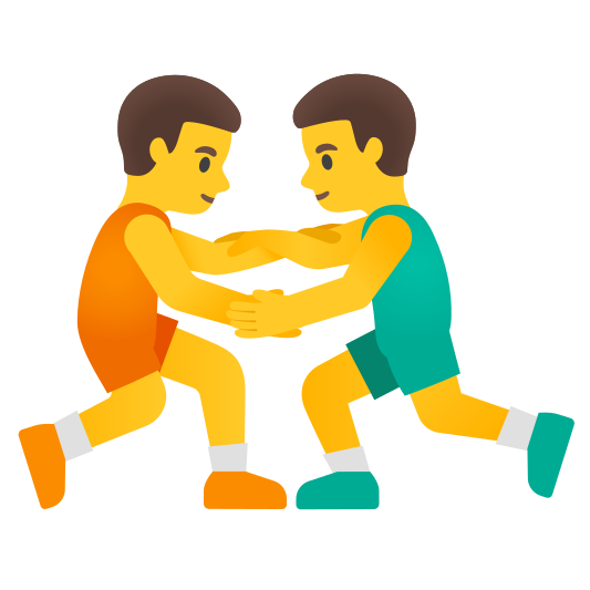 The men wrestling emoji.