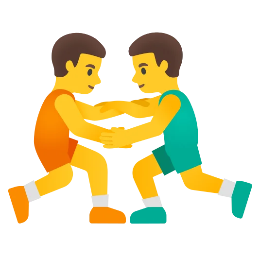 The men wrestling emoji.