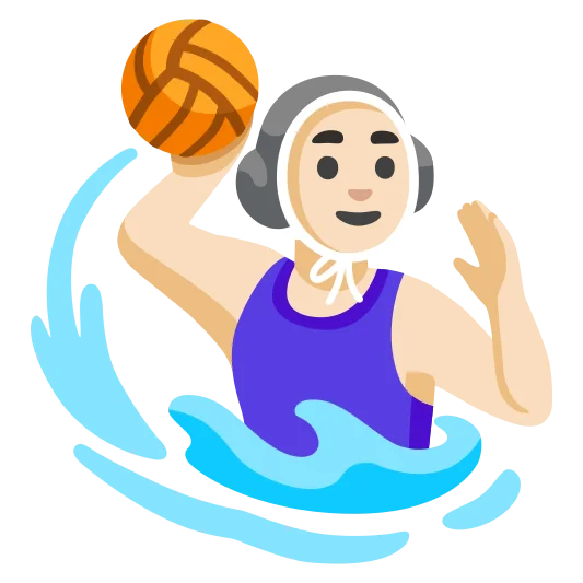 The woman playing water polo: light skin tone emoji.