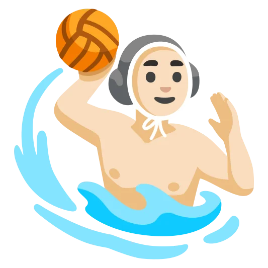 The man playing water polo: light skin tone emoji.