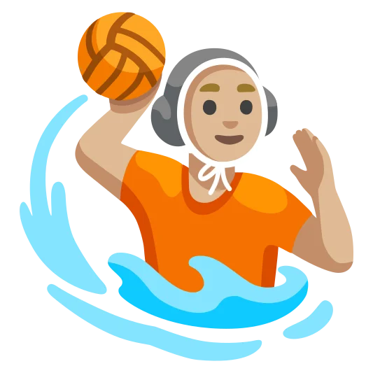 The person playing water polo: medium-light skin tone emoji.
