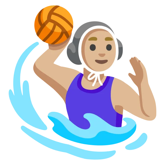 The woman playing water polo: medium-light skin tone emoji.