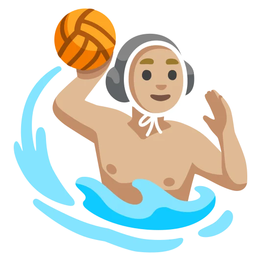 The man playing water polo: medium-light skin tone emoji.