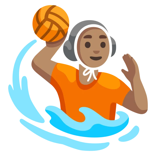 The person playing water polo: medium skin tone emoji.