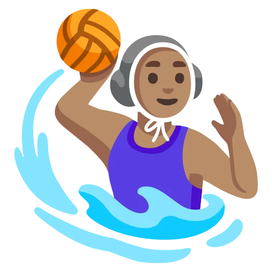 The woman playing water polo: medium skin tone emoji.
