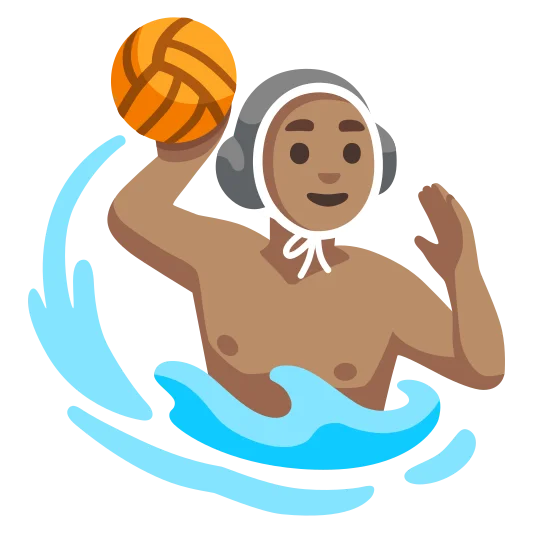 The man playing water polo: medium skin tone emoji.