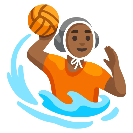 The person playing water polo: medium-dark skin tone emoji.