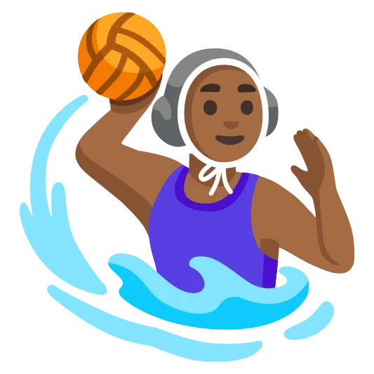 The woman playing water polo: medium-dark skin tone emoji.