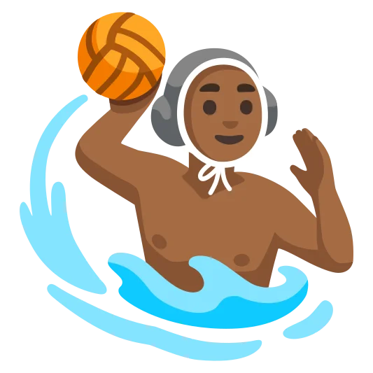 The man playing water polo: medium-dark skin tone emoji.