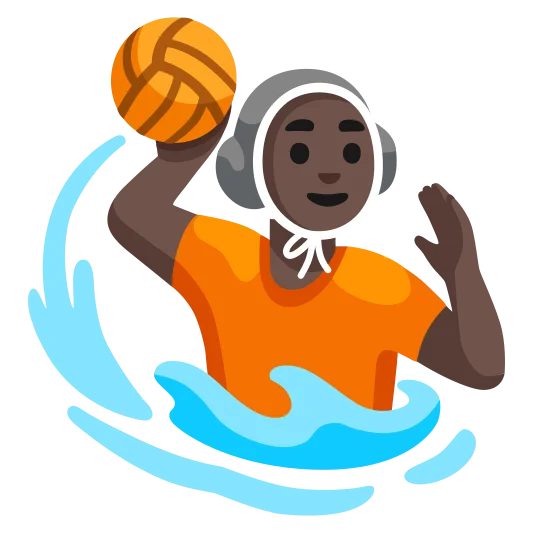 The person playing water polo: dark skin tone emoji.