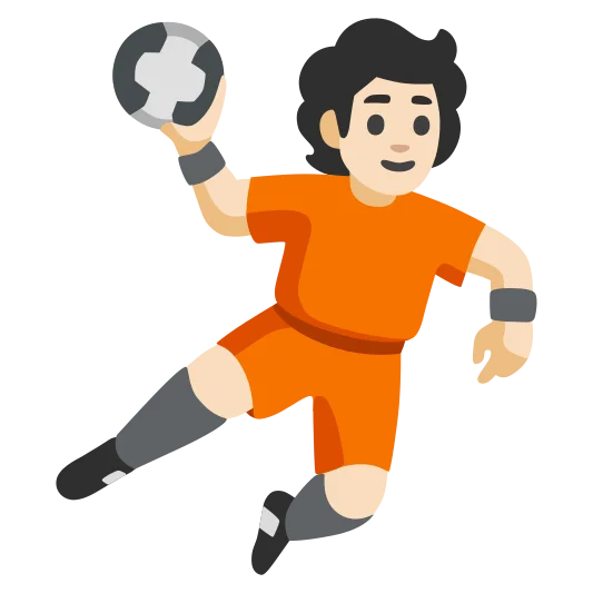 The person playing handball: light skin tone emoji.