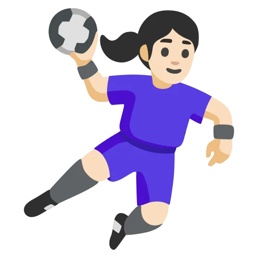 The woman playing handball: light skin tone emoji.