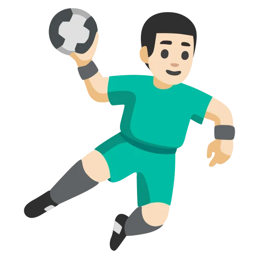The man playing handball: light skin tone emoji.
