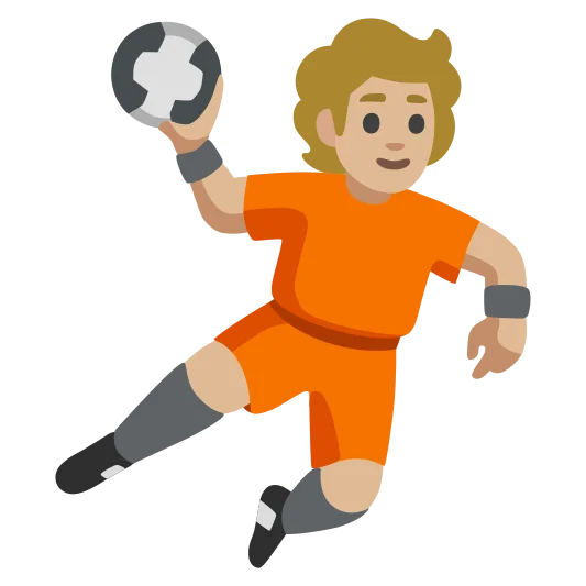 The person playing handball: medium-light skin tone emoji.