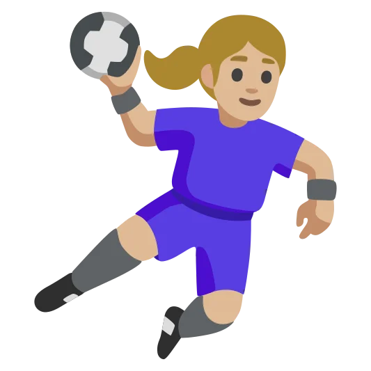 The woman playing handball: medium-light skin tone emoji.
