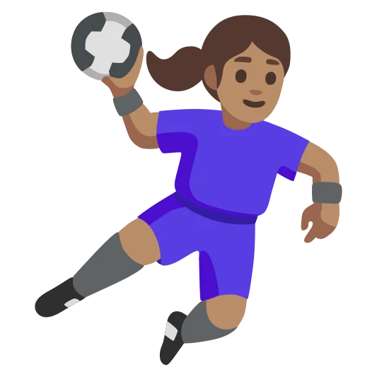 The woman playing handball: medium skin tone emoji.