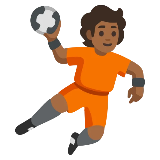 The person playing handball: medium-dark skin tone emoji.
