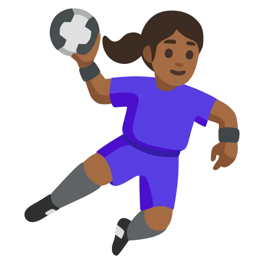 The woman playing handball: medium-dark skin tone emoji.