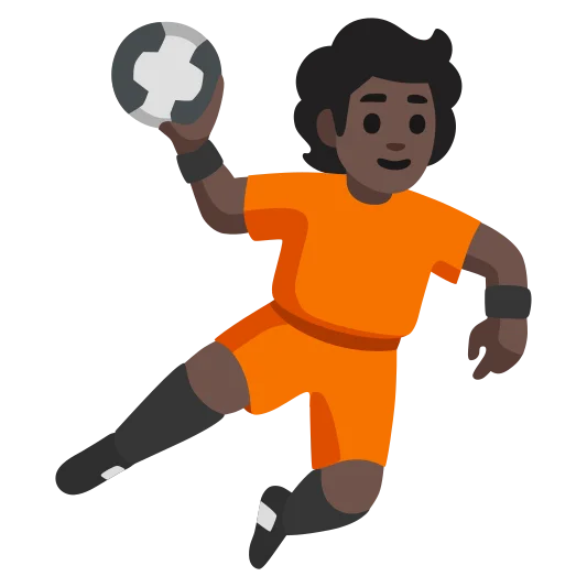 The person playing handball: dark skin tone emoji.