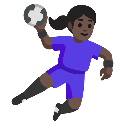 The woman playing handball: dark skin tone emoji.