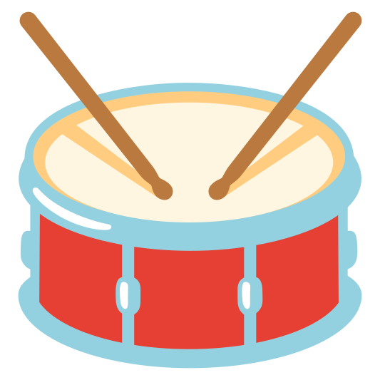 A drum emoji, used to represent the musical instrument.
