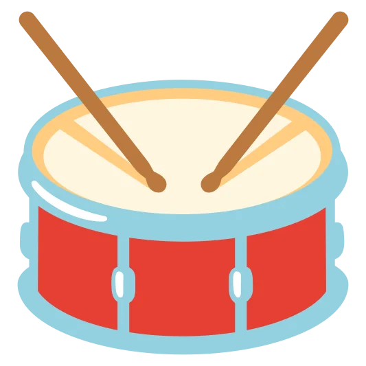 A drum emoji, used to represent the musical instrument.
