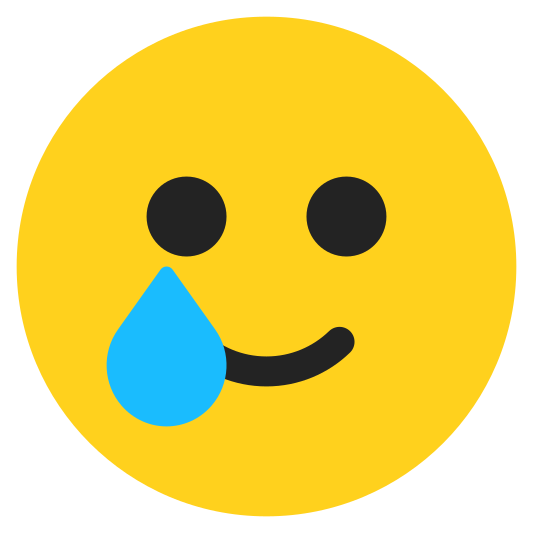 The smiling face with tear emoji.