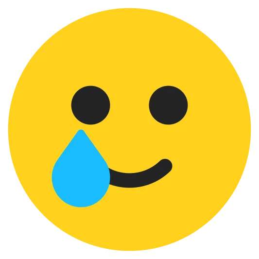 The smiling face with tear emoji.