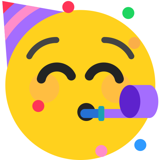 The partying face emoji.