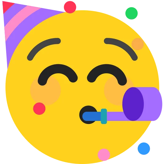 The partying face emoji.