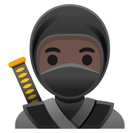The ninja: dark skin tone emoji.