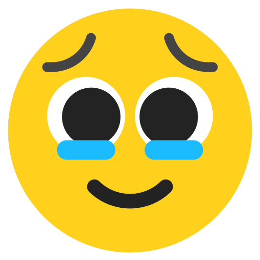 The face holding back tears emoji.