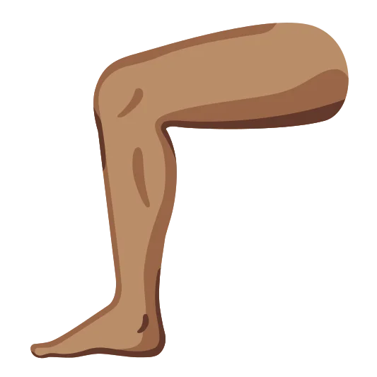 The leg: medium skin tone emoji.