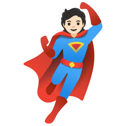 The superhero: light skin tone emoji.