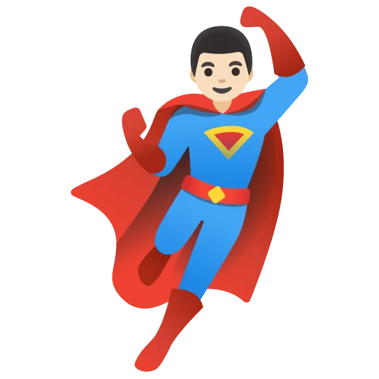 The man superhero: light skin tone emoji.