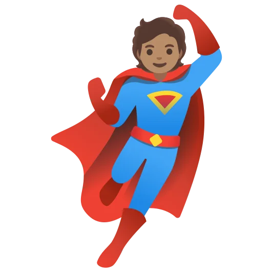 The superhero: medium skin tone emoji.