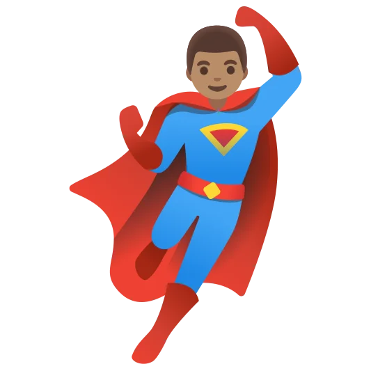 The man superhero: medium skin tone emoji.