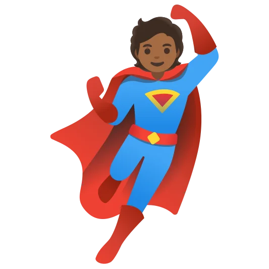 The superhero: medium-dark skin tone emoji.