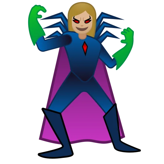 The woman supervillain: medium-light skin tone emoji.