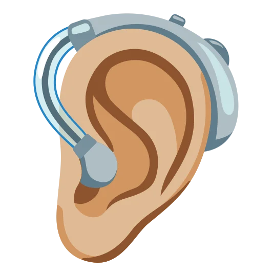 The ear with hearing aid: medium-light skin tone emoji.