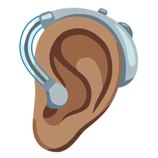 The ear with hearing aid: medium skin tone emoji.