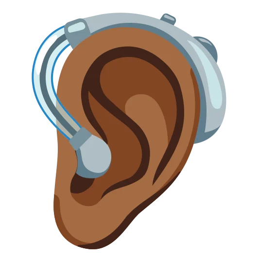 The ear with hearing aid: medium-dark skin tone emoji.