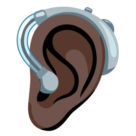 The ear with hearing aid: dark skin tone emoji.