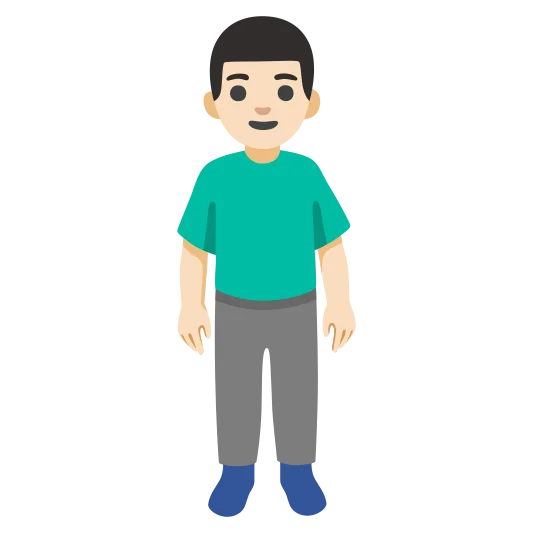 The man standing: light skin tone emoji.